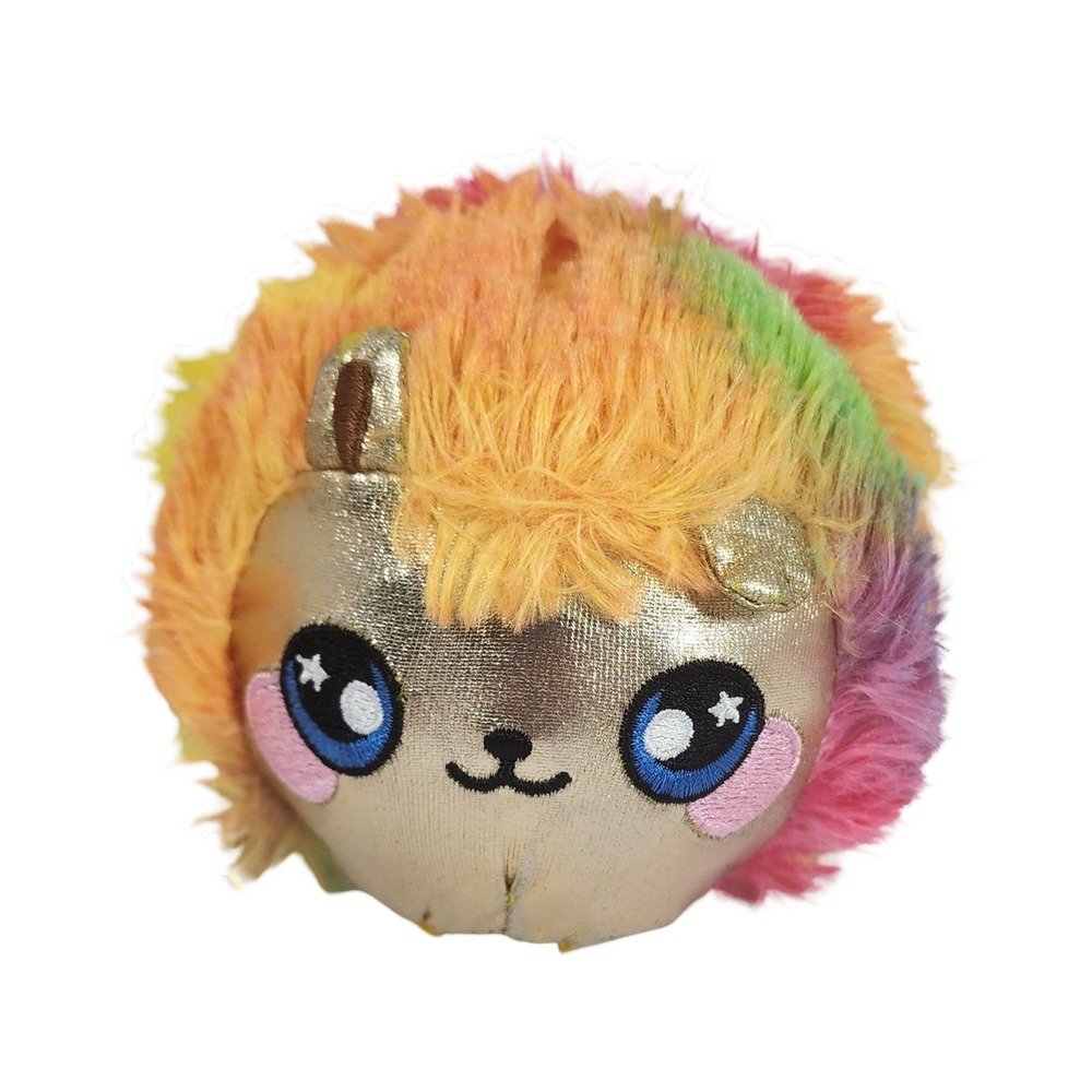 Squeezamals Rainbow Llama 3.5 Inch Slow‎ Rise Squishy Plush Gold Metallic Face